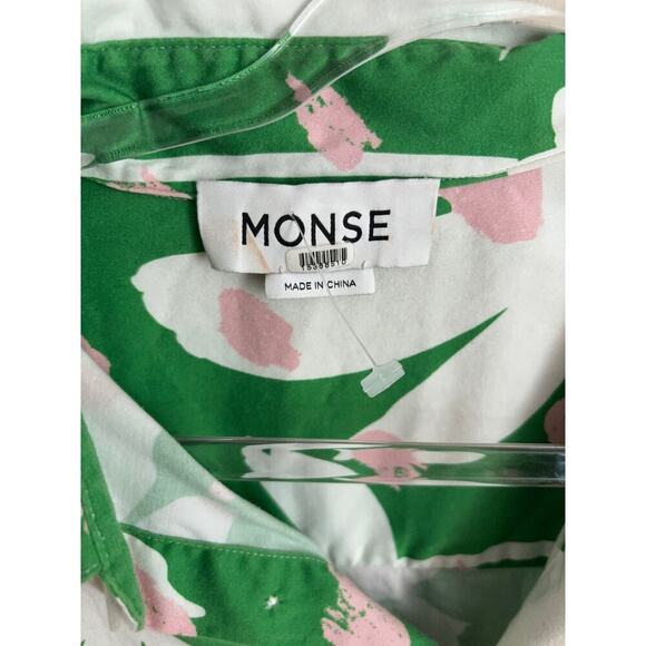 B39 Monse Floral Wrap Shirt Dress Womens 4 Art Gallerycore Runway Statement Chic - Picture 8 of 11